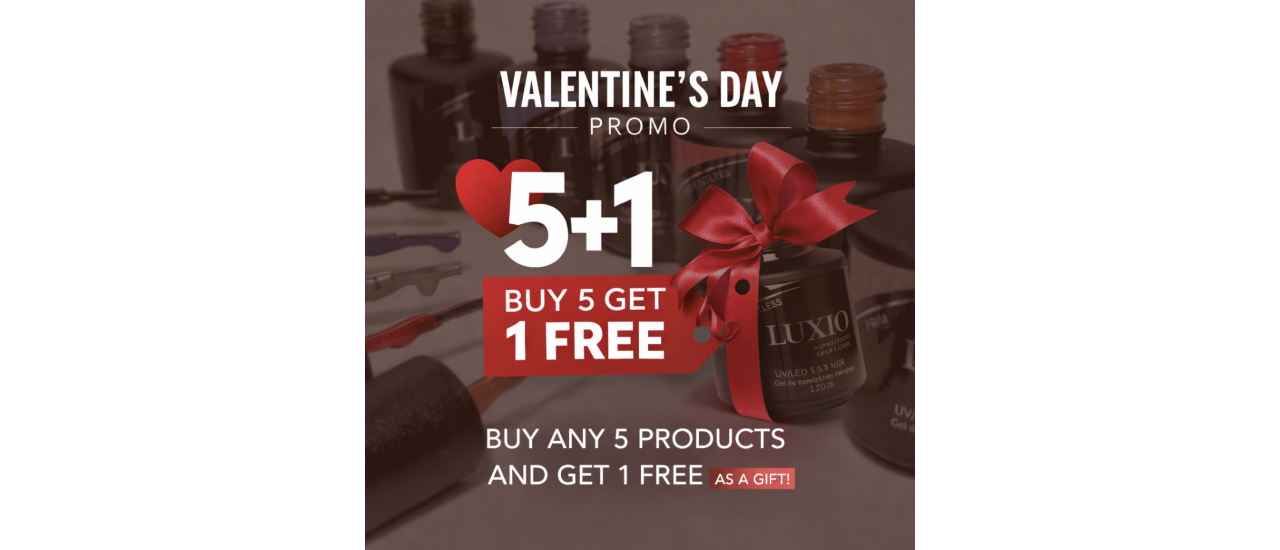 VALENTINE’S DAY PROMO — Valentýnská akce 5+1 — 5+1 BUY 5 GET 1 FREE — Kup 5, získej 1 zdarma BUY ANY 5 PRODUCTS AND GET 1 FREE AS A GIFT! — Kupte libovolných 5 produktů a 1 získejte zdarma jako dárek!